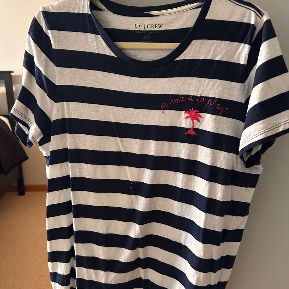 J. Crew Women’s Tee with Navy and White Stripes